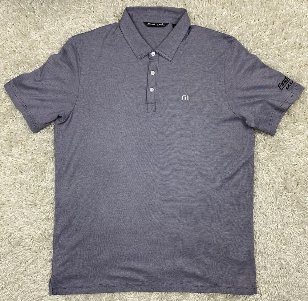 TravisMathew Polo Shirt Men's XL Gray Striped Golf Short Sleeve Embroidered NWOT